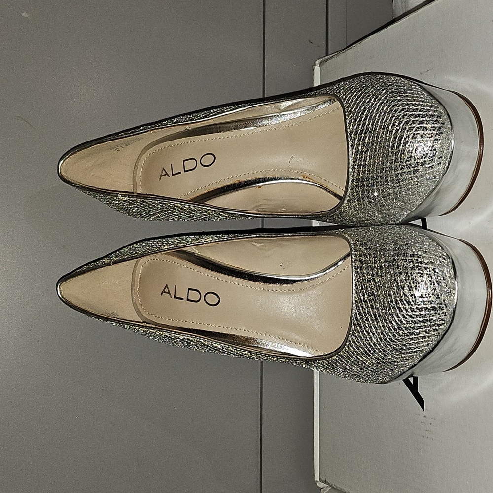 Aldo Fran Silver Platform Heels Size 8 - Picture 3 of 16